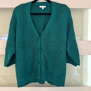 LC Lauren Conrad Teal Cardigan Sweater